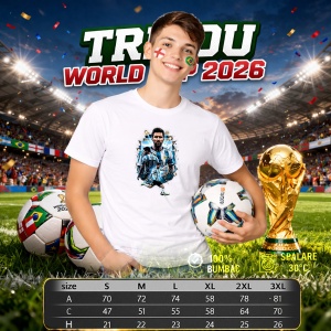 Tricou Lionel Messi Argentina World Cup Fifa 2026 V4, din bumbac 100%, tricou alb, Copii | Dama | Barbat - Img 6