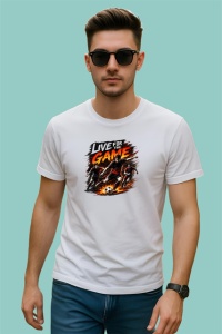 Tricou Live For Game Fotbalisti In Actiune V1, din bumbac 100% , tricou alb pentru Copii | Dama | Barbat