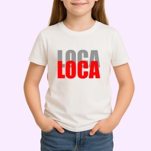 Tricou Loca Loca Text Rosu Si Negru Design Modern, din bumbac 100% , tricou alb pentru Copii | Dama | Barbat - Img 2