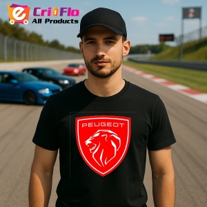 Tricou Logo Peugeot Rosu | Unisex Dama si Barbat - Img 2