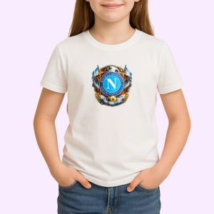 Tricou Logo Ssc Napoli Fotbal Club Italia V1, din bumbac 100% , tricou alb pentru Copii | Dama | Barbat