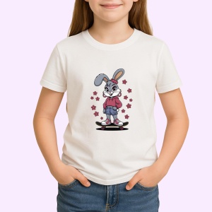 Tricou Lola cu bluza roz si skateboard cu fundal floral Copii | Dama | Barbat Barbat - Img 4