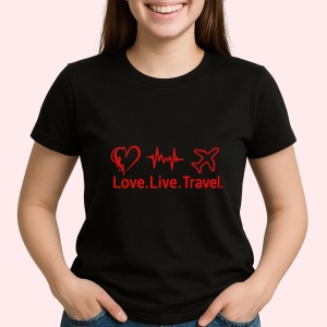 Tricou Love Live Travel Negru, Copii | Dama | Barbat - Img 2