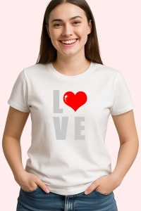 Tricou Love Text Minimalist, din bumbac 100%, tricou alb, Dama | Barbat - Img 3