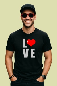 Tricou Love Text Minimalist, din bumbac 100%, tricou negru, Dama | Barbat