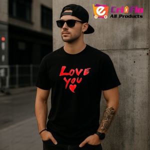 Tricou Love You, din bumbac 100%, tricou negru, Dama | Barbat - Img 4