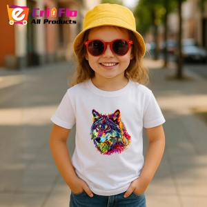 Tricou Lup colorat in stil pop art fundal alb Copii | Dama | Barbat - Img 11
