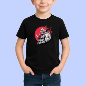 Tricou Luptator Minotaur Furios Fundal Gri Rosu, din bumbac 100%, tricou negru Copii | Dama | Barbat - Img 2