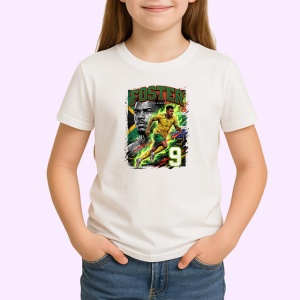Tricou Lyle Foster Africa De Sud Fotbal, din bumbac 100% , tricou alb pentru Copii | Dama | Barbat