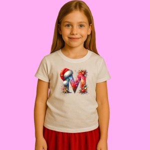 Tricou M Litere Alfabet Craciun Impodobite Cu Decoratiuni, din bumbac 100% Copii | Dama | Barbat - Img 2