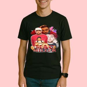 Tricou Mac Miller - Haine casual, colaj fete, muzica Rap, Dama | Barbat | Copii, Culoare Negru - Img 3