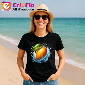 Tricou Mango si val racoritor, Fructe, Copii | Dama, culoare negru - Img 11