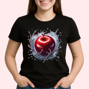 Tricou Mar rosu si val de apa, Fructe, Copii | Dama, culoare negru - Img 2