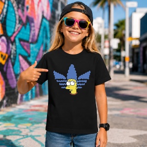 Tricou Marge Simpson Blue Hair Logo Urban Cartoon Aesthetic, din bumbac 100%, tricou negru, Copii | Dama | Barbat - Img 7