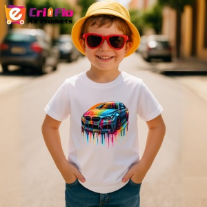 Tricou Masina in stil graffiti curcubeu fundal alb Copii | Dama | Barbat