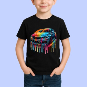 Tricou Masina in stil graffiti curcubeu fundal alb Copii | Dama | Barbat, culoare negru - Img 4