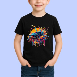 Tricou Masina sport moderna in valuri de culoare Copii | Dama | Barbat, culoare negru - Img 4