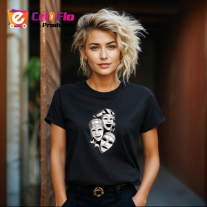 Tricou Masti Teatru Alb Negru Abstract, Copii | Dama | Barbat, culoare negru - Img 12