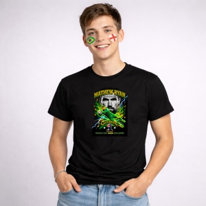 Tricou Mathew Ryan Australia World Cup Fifa 2026, din bumbac 100%, tricou negru, Copii | Dama | Barbat