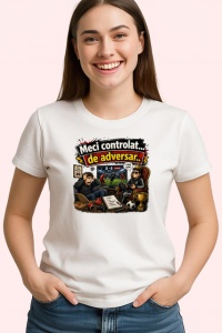 Tricou Meci Controlat De Adversar Gamer Fotbal Amuzant, din bumbac 100% , tricou alb pentru Copii | Dama | Barbat - Img 3