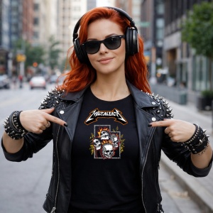 Tricou Metallica Cranii In Flacari, din bumbac 100%, tricou negru, Dama | Barbat - Img 6