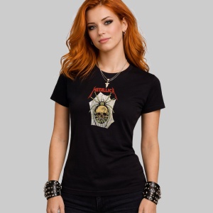 Tricou Metallica Craniu Panza De Paianjen, din bumbac 100%, tricou negru, Dama | Barbat