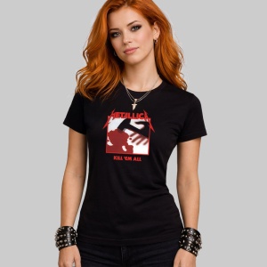 Tricou Metallica Kill Em All Album Cover, din bumbac 100%, tricou negru, Dama | Barbat - Img 2