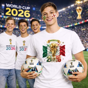 Tricou Mexico World Cup 2026 Fifa V2, din bumbac 100%, tricou alb, Copii | Dama | Barbat - Img 7