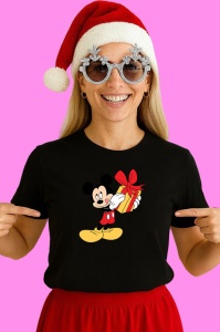 Tricou Mickey Cu Cadou Rosu, din bumbac 100% Copii | Dama | Barbat