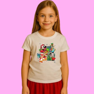 Tricou Mickey Minnie Christmas Sled Ride, din bumbac 100%, tricou alb, Copii | Dama | Barbat - Img 2