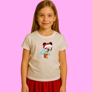 Tricou Mickey Mos Craciun Fericit, din bumbac 100% Copii | Dama | Barbat