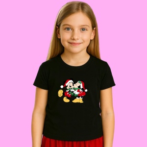 Tricou Mickey Si Minnie Sarut De Craciun, din bumbac 100% Copii | Dama | Barbat - Img 3