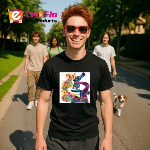 Tricou Microscop colorat stil graffiti desen digital Copii | Dama | Barbat, culoare negru - Img 4