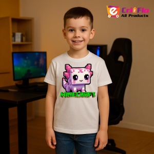 Tricou Minecraft Axolotl Roz Tricou Alb Copii | Dama | Barbat - Img 8