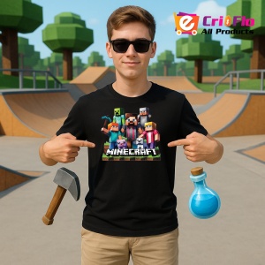 Tricou Minecraft Echipa Aventuriera Tricou Negru Copii | Dama | Barbat - Img 2