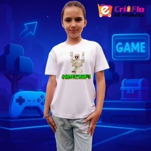 Tricou Minecraft Golem Alb Tricou Alb Copii | Dama | Barbat - Img 2