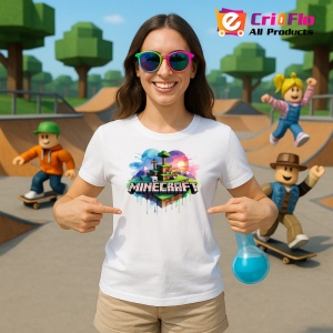 Tricou Minecraft Logo Artistic Tricou Alb Copii | Dama | Barbat - Img 3