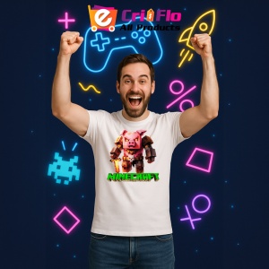 Tricou Minecraft Porcul De Foc Tricou Alb Copii | Dama | Barbat - Img 4