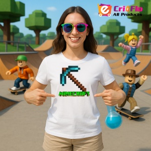 Tricou Minecraft Tarnacop Pixelat Tricou Alb Copii | Dama | Barbat - Img 3