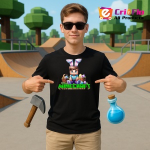 Tricou Minecraft Vanatorul De Oua Tricou Negru Copii | Dama | Barbat - Img 2