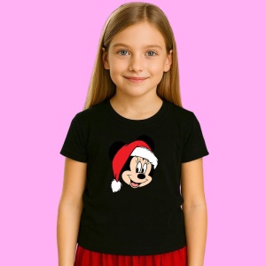 Tricou Minnie Cu Caciula Rosie Craciun, din bumbac 100% Copii | Dama | Barbat - Img 3