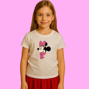 Tricou Minnie Cu Funda Roz Si Coronita, din bumbac 100%, tricou alb, Copii | Dama | Barbat - Img 1