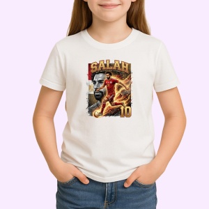 Tricou Mohamed Salah Egipt Regele Egiptean Fotbal, din bumbac 100% , tricou alb pentru Copii | Dama | Barbat - Img 2