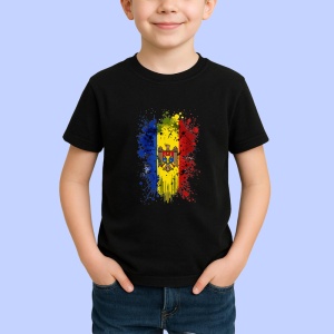 Tricou Moldova Steag Splash Art, Copii | Dama | Barbat, culoare negru - Img 3