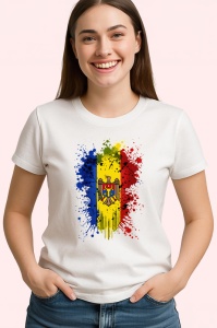 Tricou Moldova Steag Splash Art, Copii | Dama | Barbat