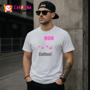 Tricou Mom Twins Need Coffee, din bumbac 100%, tricou alb, Dama | Barbat - Img 3
