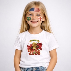 Tricou Morocco World Cup 2026 Fifa V2, din bumbac 100%, tricou alb, Copii | Dama | Barbat - Img 2