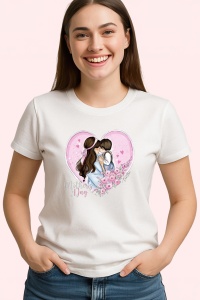 Tricou Mothers Day Heart, din bumbac 100%, tricou alb, Dama | Barbat - Img 2