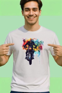 Tricou Motociclist in miscare cu fundal exploziv Copii | Dama | Barbat - Img 2