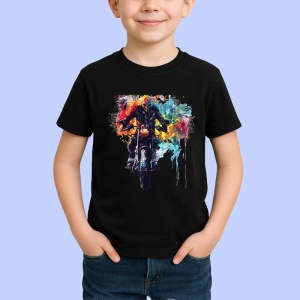 Tricou Motociclist in miscare cu fundal exploziv Copii | Dama | Barbat, culoare negru - Img 4